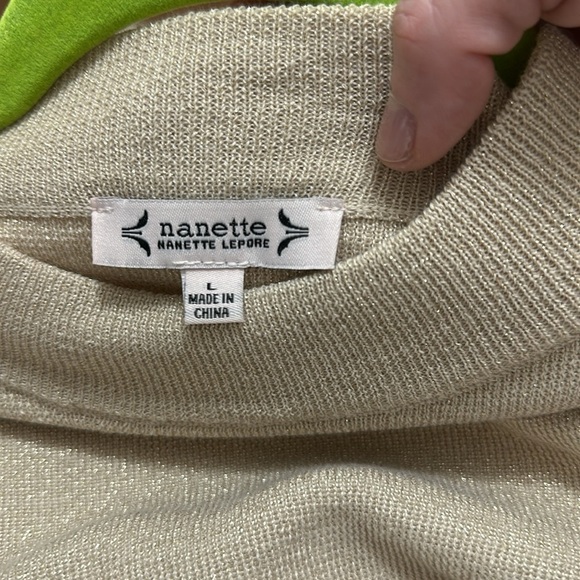 Nanette Lepore Large Metallic Mockneck Sweater in champagne Item# 9G - Picture 7 of 8